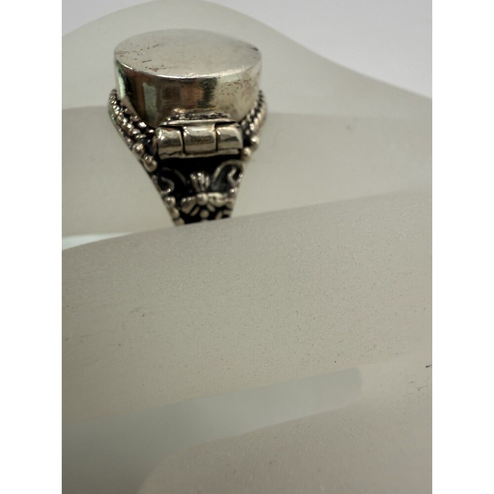 Vintage Sterling Silver Celtic Poison Ring Hinged Lid Statement Ring Size 7.75 - Picture 5 of 13